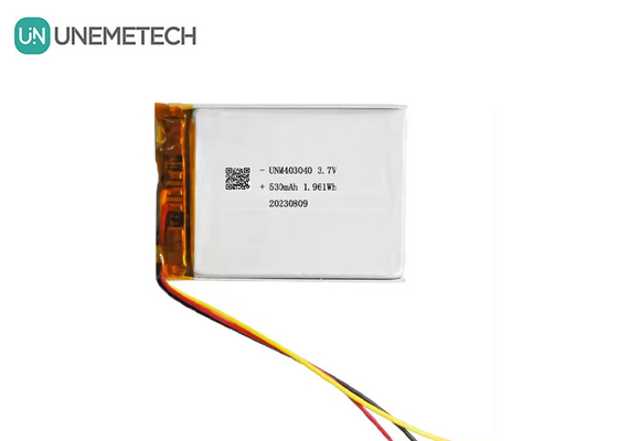 3.7V 530mAh batterie polymère au lithium personnalisée 403040 avec UL1642 longue durée de vie