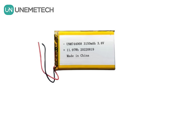Batterie Lipo haute tension rechargeable 3.8V 744068 3150mah Batterie pour système de suivi GPS