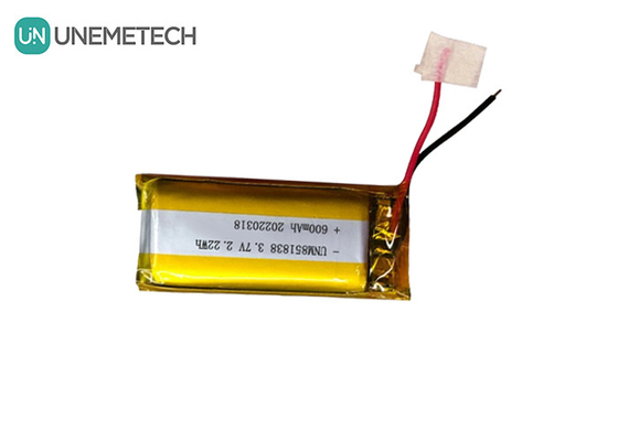 600 mAh batterie au lithium-ion argentée personnalisée / 851838 3.7V appareil de port batterie au lithium-ion polymère