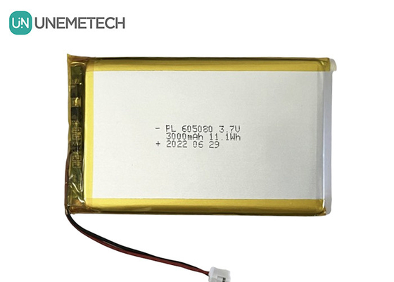 3.7V 3000mAh Batterie rechargeable Li-ion 605080 avec PCB et connecteur électronique