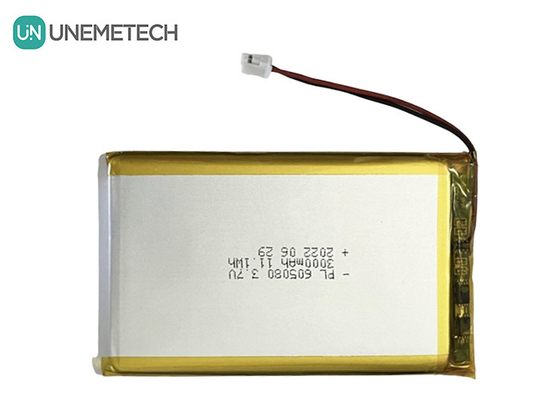 3.7V 3000mAh Batterie rechargeable Li-ion 605080 avec PCB et connecteur électronique