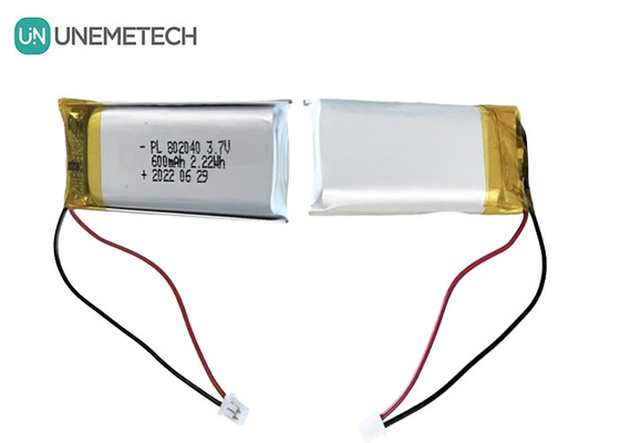 3.7V 600mAh Batterie rechargeable Li polymère 802040 pour produits électroniques