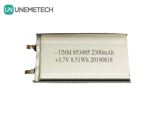3.7V 2300mah Pack de batterie polymère au lithium à cellule unique 853465 avec IEC62133 pour les équipements médicaux