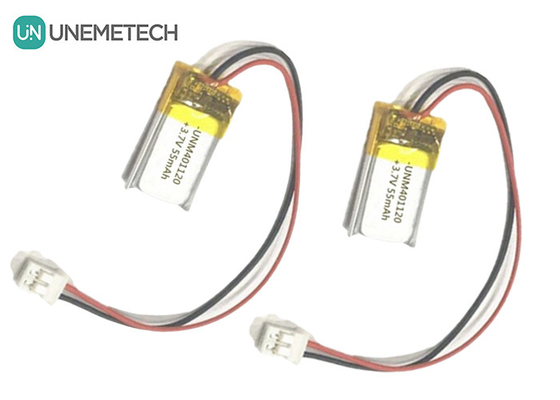 401120 3,7 V 55 mAh Piles Lipo personnalisées / casque Piles Lipo rechargeables