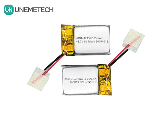 85mAh 3,7V Petite batterie polymère au lithium 421522 Rechargeable avec PCM et fil de plomb