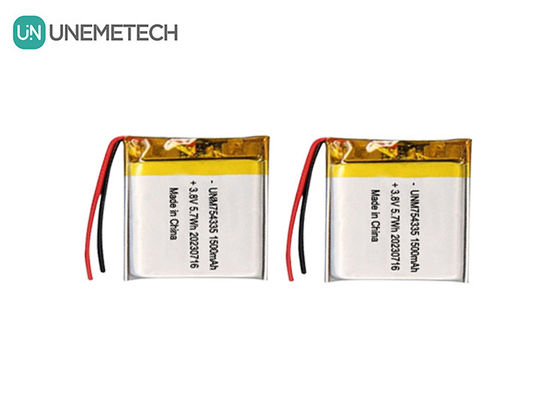4.35V Piles Lipo haute tension 754335 3.8V 1500mAh Piles au lithium polymère rechargeable