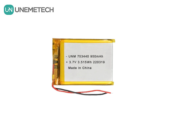 3.7V batterie au lithium polymère 950mAh 753440 batterie à poche pour appareil photo miniature