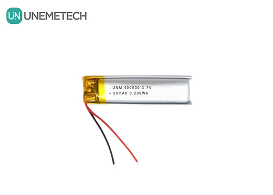 3.7V 80mAh 400930 batterie polymère au lithium personnalisée faible poids pour bougies électroniques