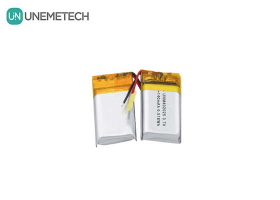 3.7V 140mAh 402025 Batterie rechargeable Lipo Batterie pour les masseurs compacts