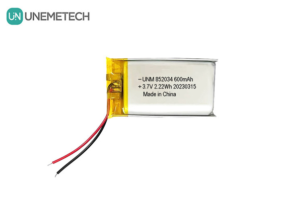3.7V 600mAh 852034 Batterie rechargeable au lithium polymère personnalisée pour casque
