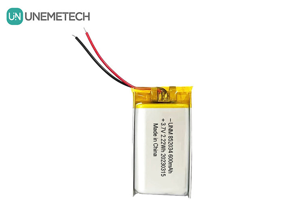 3.7V 600mAh 852034 Batterie rechargeable au lithium polymère personnalisée pour casque