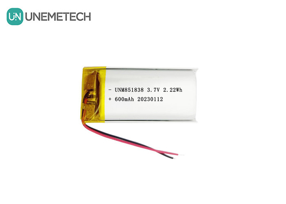 Batterie Li polymère rechargeable de 600 mAh 851838 3.7V Batterie Lipo personnalisée