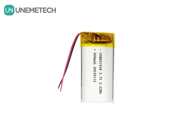 Batterie Li polymère rechargeable de 600 mAh 851838 3.7V Batterie Lipo personnalisée
