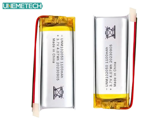 Batterie Lipo personnalisée 102050 3,7 V 1100 mAh Li-polymère avec certification CE