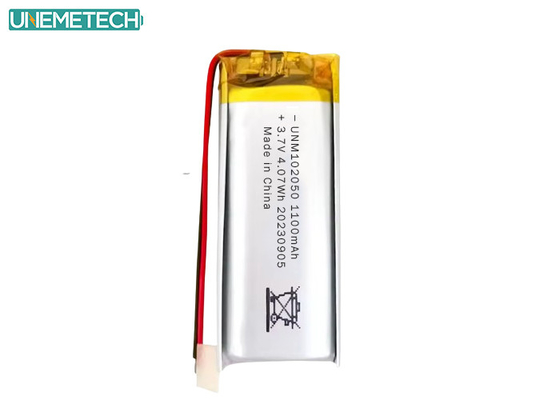 Batterie Lipo personnalisée 102050 3,7 V 1100 mAh Li-polymère avec certification CE