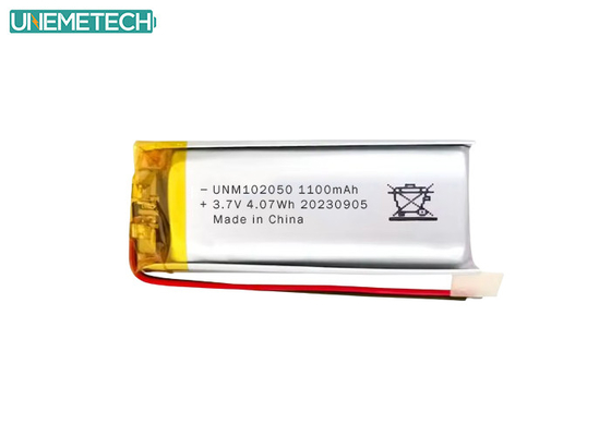 Batterie Lipo personnalisée 102050 3,7 V 1100 mAh Li-polymère avec certification CE
