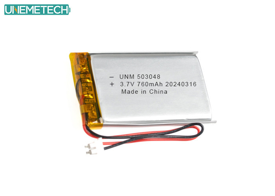 3.7 V 760mAh batterie polymère au lithium 503048 avec CE approuvé pour les électroniques intelligentes