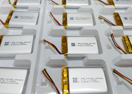 3.7V 950mAh 803040 Batterie au lithium-ion polymère avec Molex51021-3P pour électronique extérieure